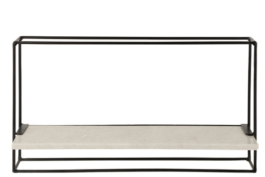 Wall Rack 1plank Iron/Marble Black/White Large