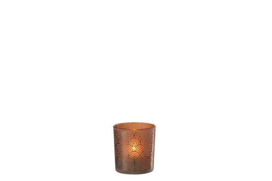 Theelichthouder Boog Glas Oranje Small