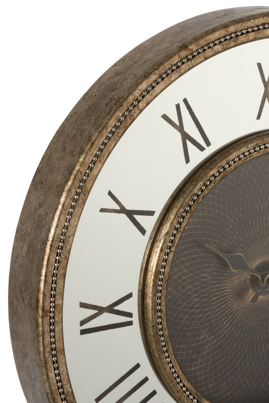 Clock Roman Numerals Mirror MDF Antique Gold Small