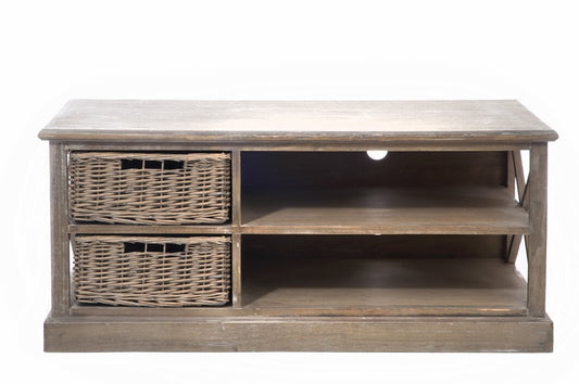 Tv-Cabinet + 2 Basket 2 Shelf Wd Grey W