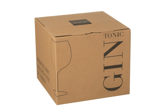Geschenkdoos 4 gin glazen glas transparant/goud