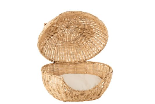 Cat Basket+Cushion Rattan Light Natural