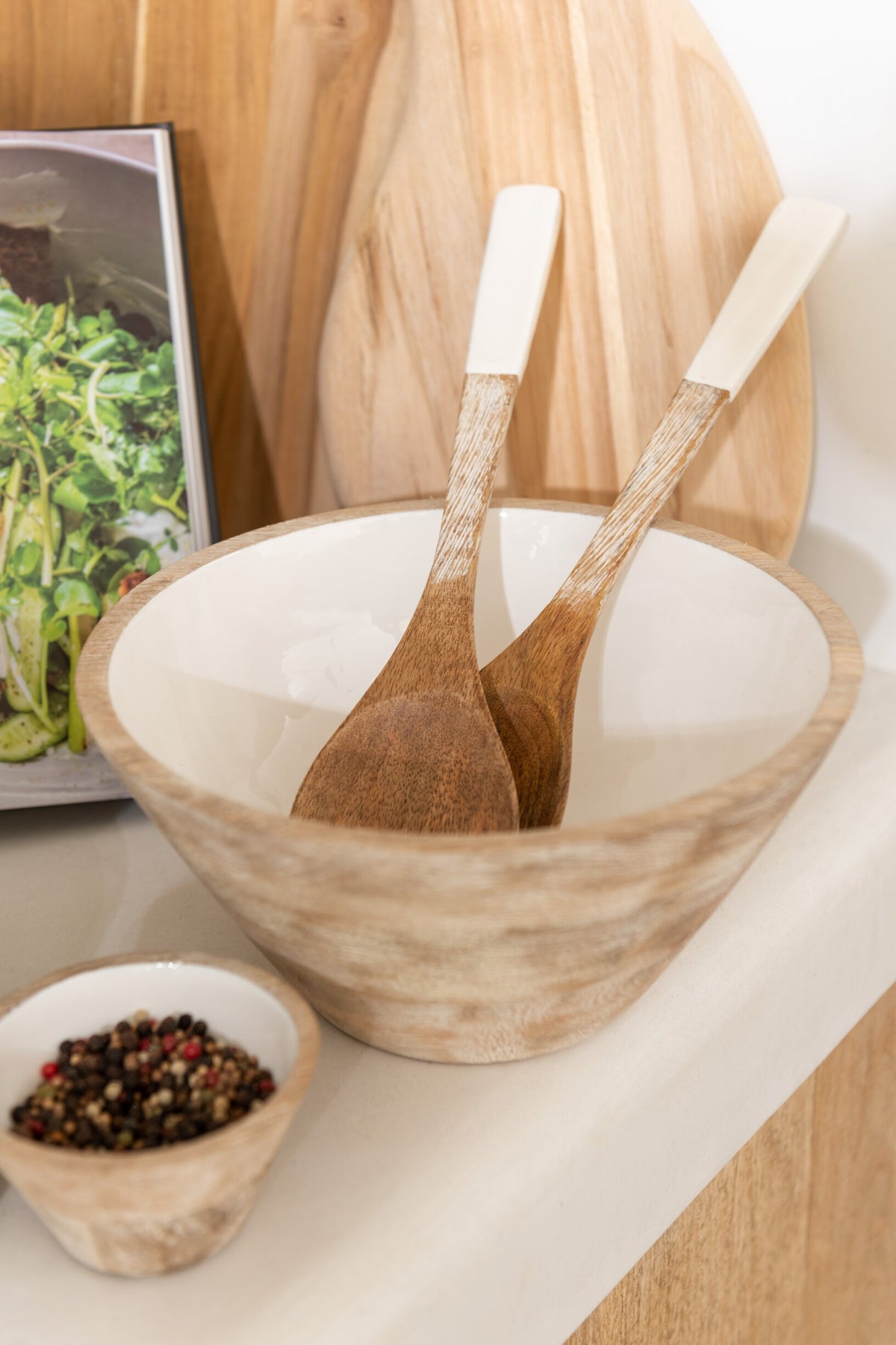 Grand bol en bois de manguier blanc