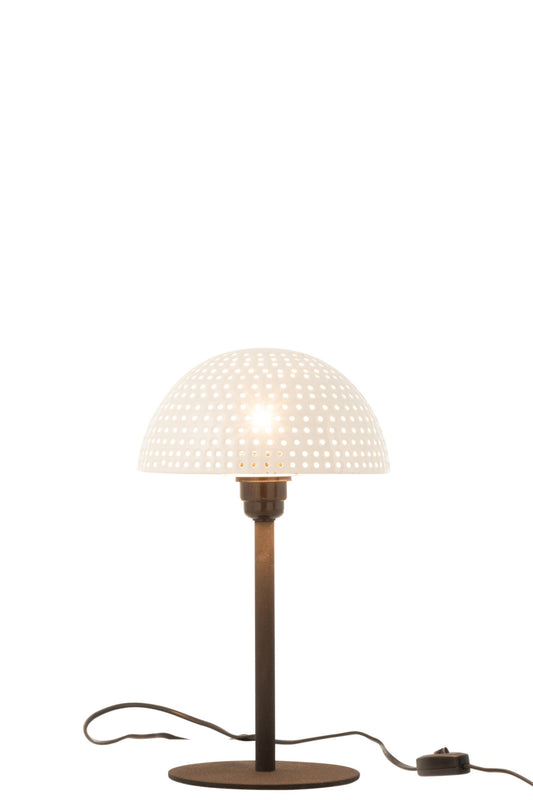 Table lamp mushroom dots metal glossy white/black small
