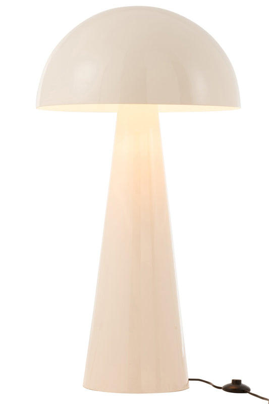 Lamp paddenstoel metaal glanzend wit extra groot
