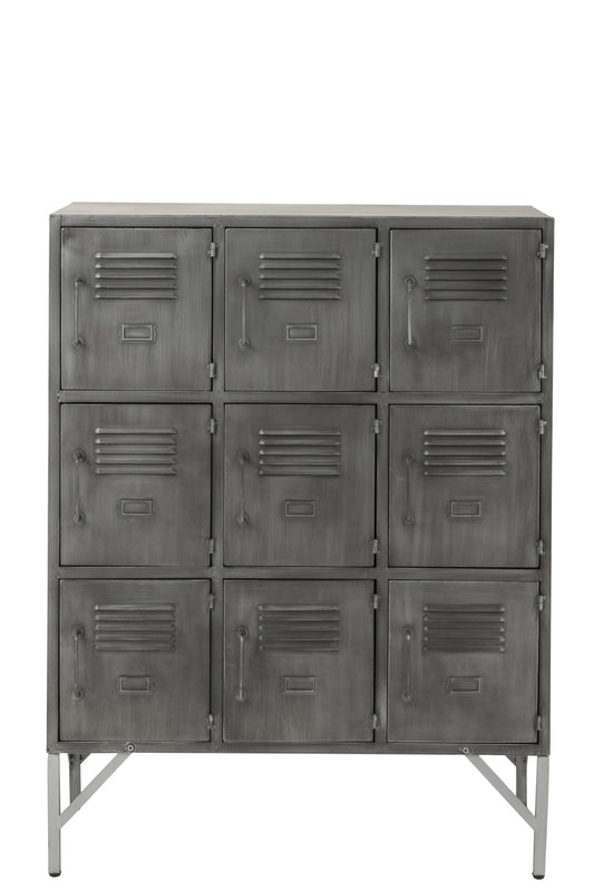 Cupboard 9doors Metal Silver