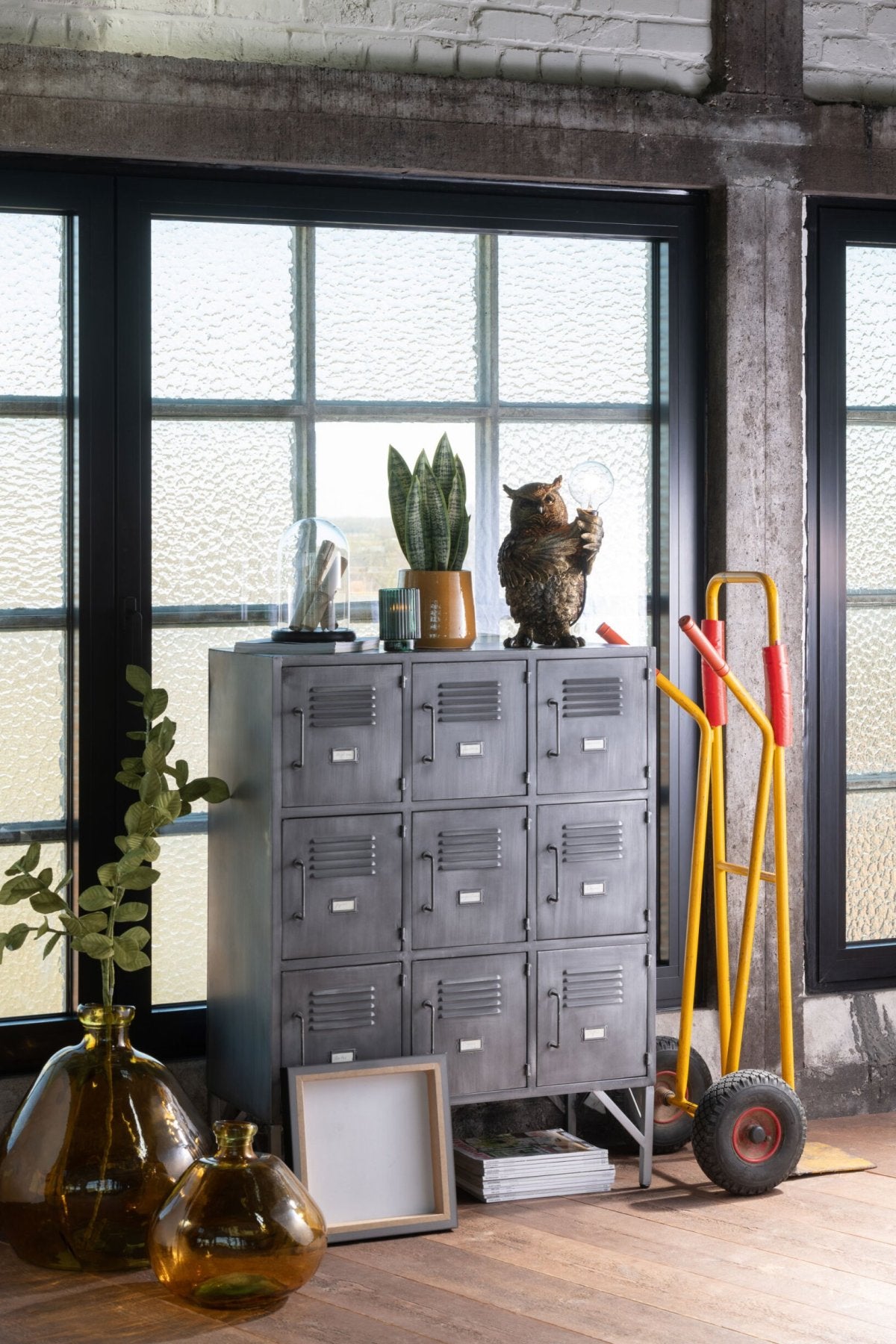 Cupboard 9doors Metal Silver