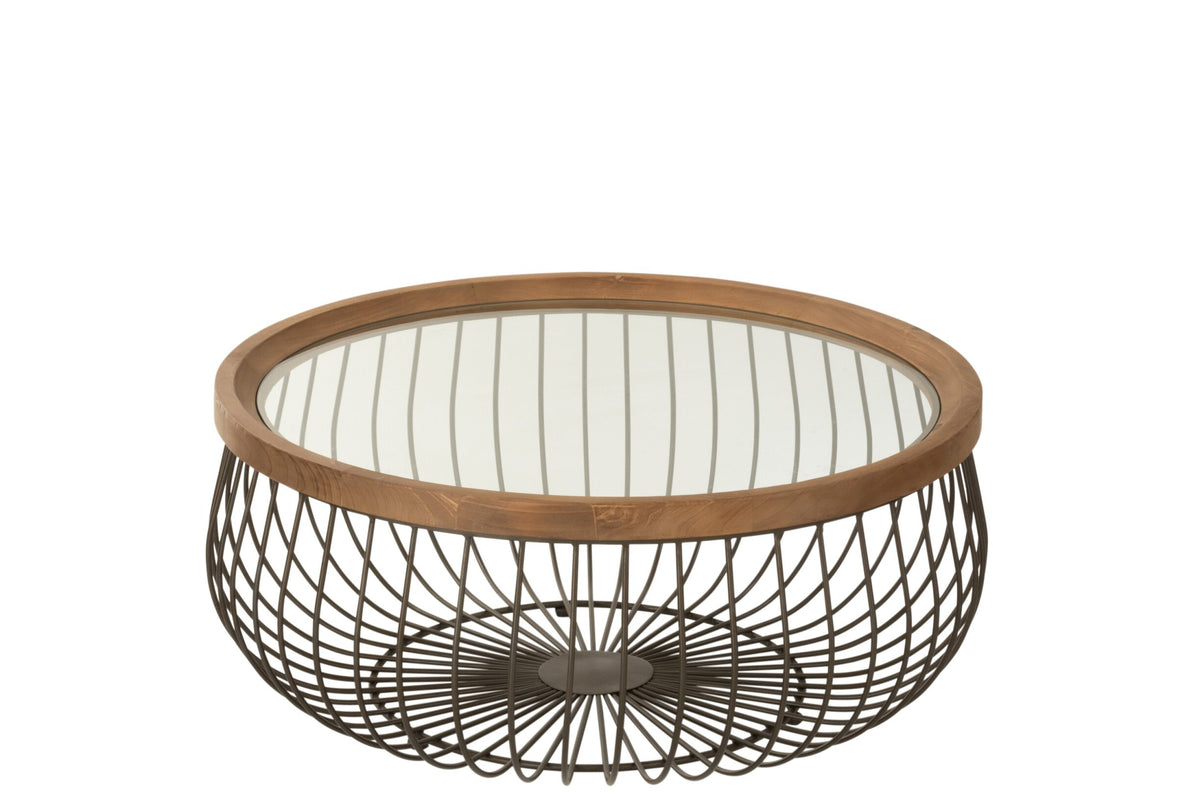 Set Of 2 Coffee Table Round Metal/Glass Black