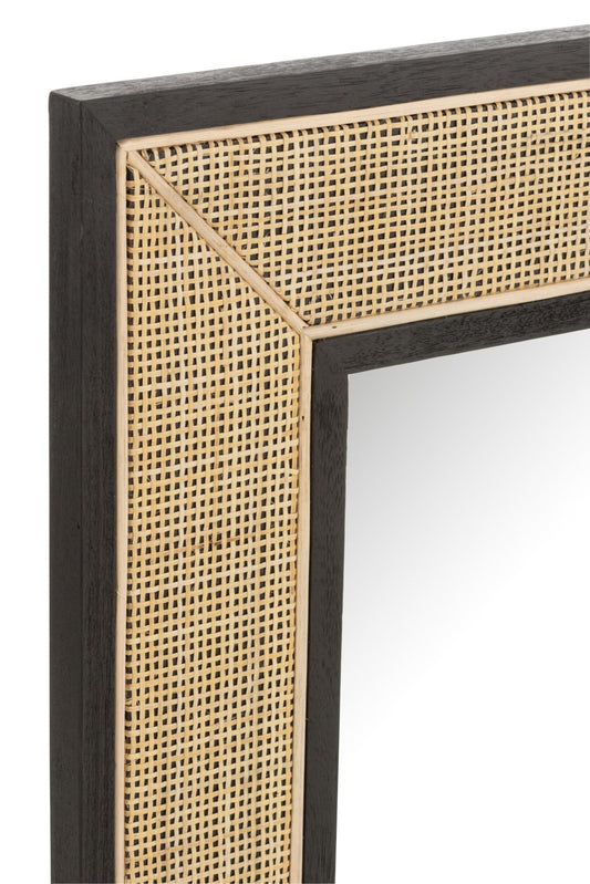Mirror Molly Exotic Wood / Black Rattan Small