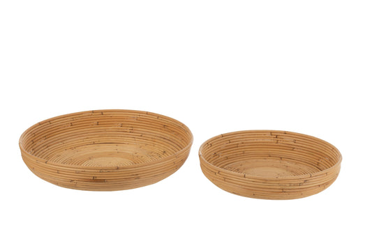 Set Of 2 Dishes Rattan Natural