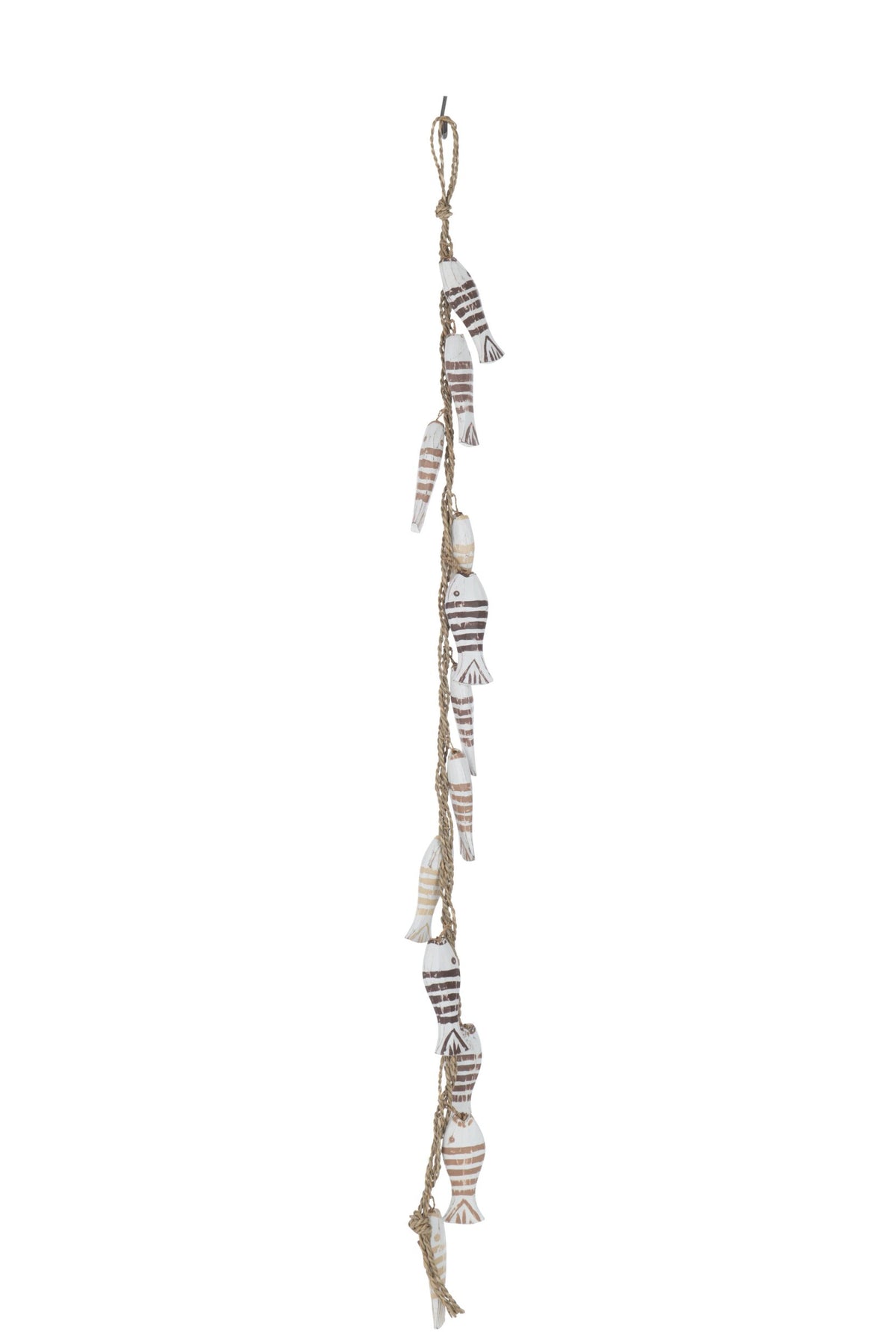 Hanger Fish 12 Albasia Wood/Raffia Brown/White