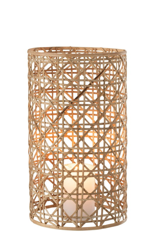 Windlicht Candice Glas/Riet Naturel Large