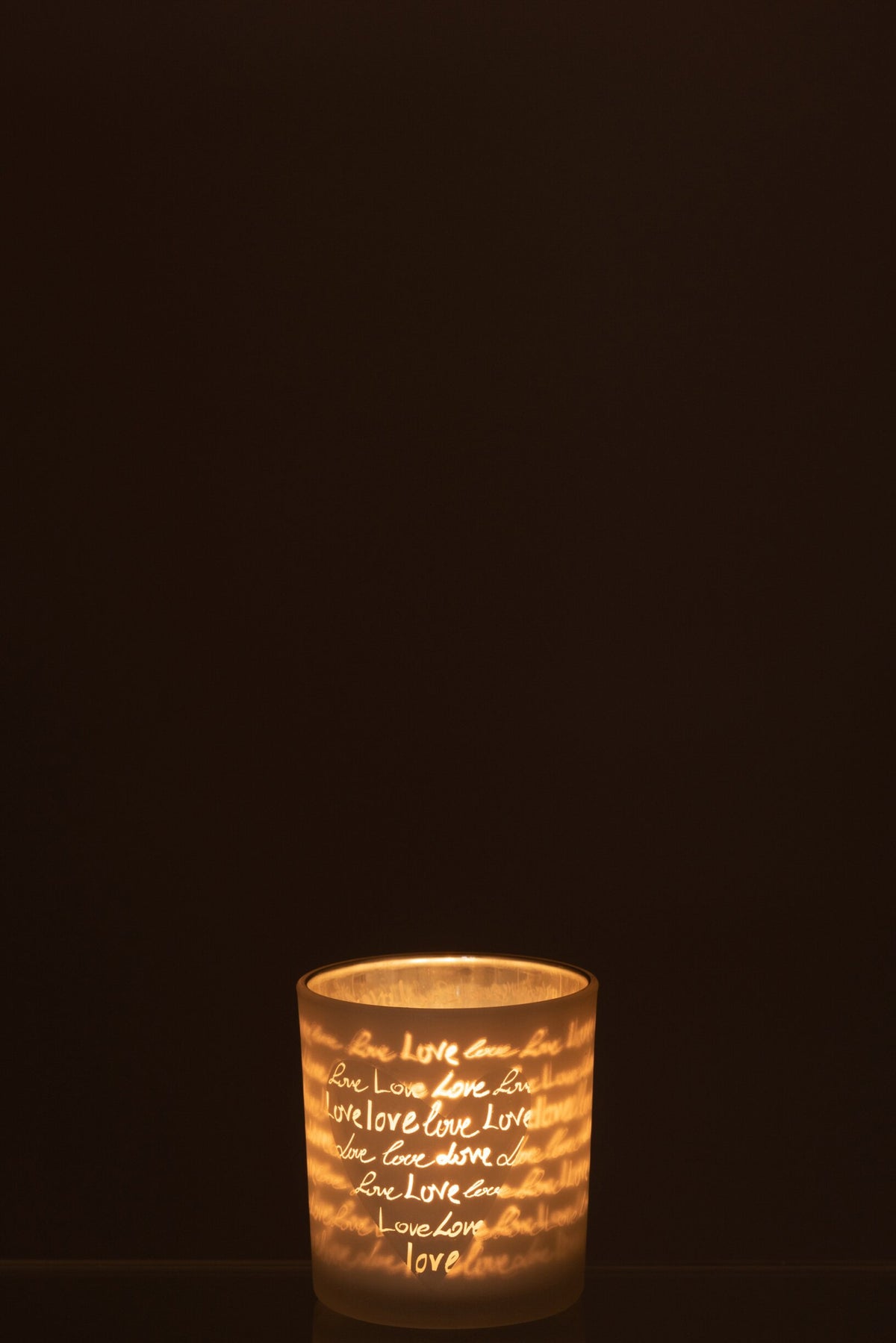 Theelichthouder Love Glas Wit Small