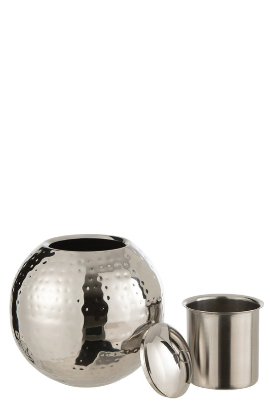 Drijvende Brander Bol Gehamerd Stainless Steel Zilver
