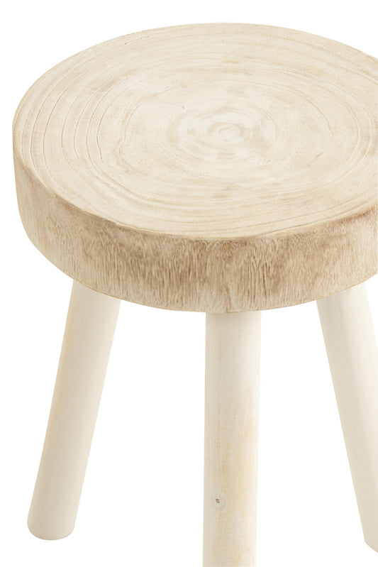 Set Of 2 Stools Paulownia Wood White