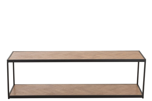 Coffee Table Zigzag Rectangle Wood/Metal Natural/Black