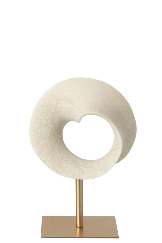 Abstract Decoration Resin White/Gold Small