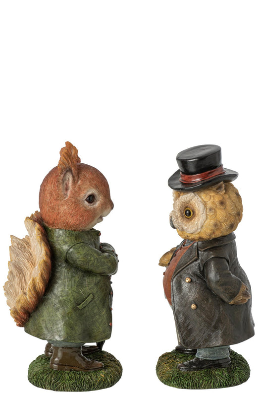 Squirrel Owl + Suit Polyresin Multi Assortment Of 2