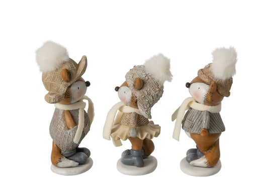 Fox Winter Polyester Grey/Brown Small Assortment Of 3
