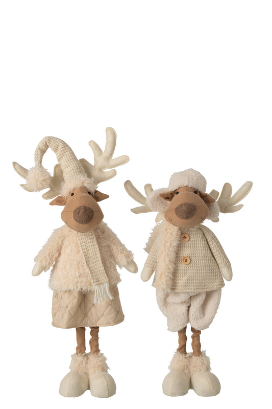 Reindeer Telescopic Polyester Beige Assortment Of 2