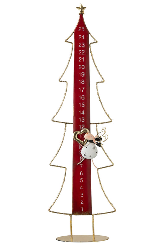 Christmas Tree LED Advent Calendar Metal Christmas Red/Gold