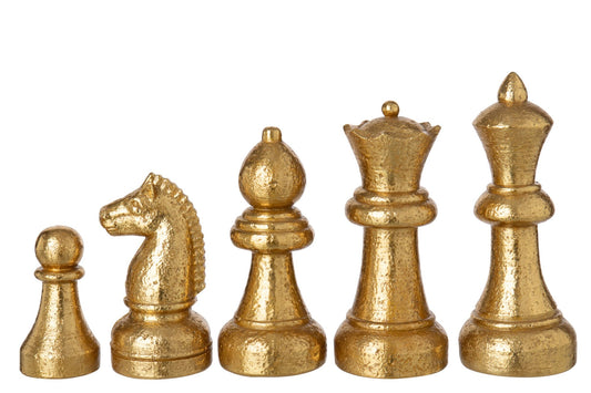 Set Of 5 Chess Piece 5 Polyresin Gold