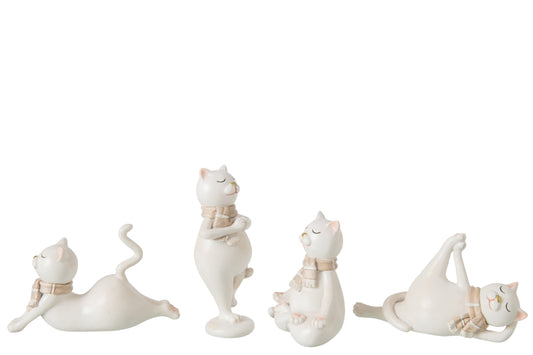 Cat Scarf Polyresin White Assortment Of 4