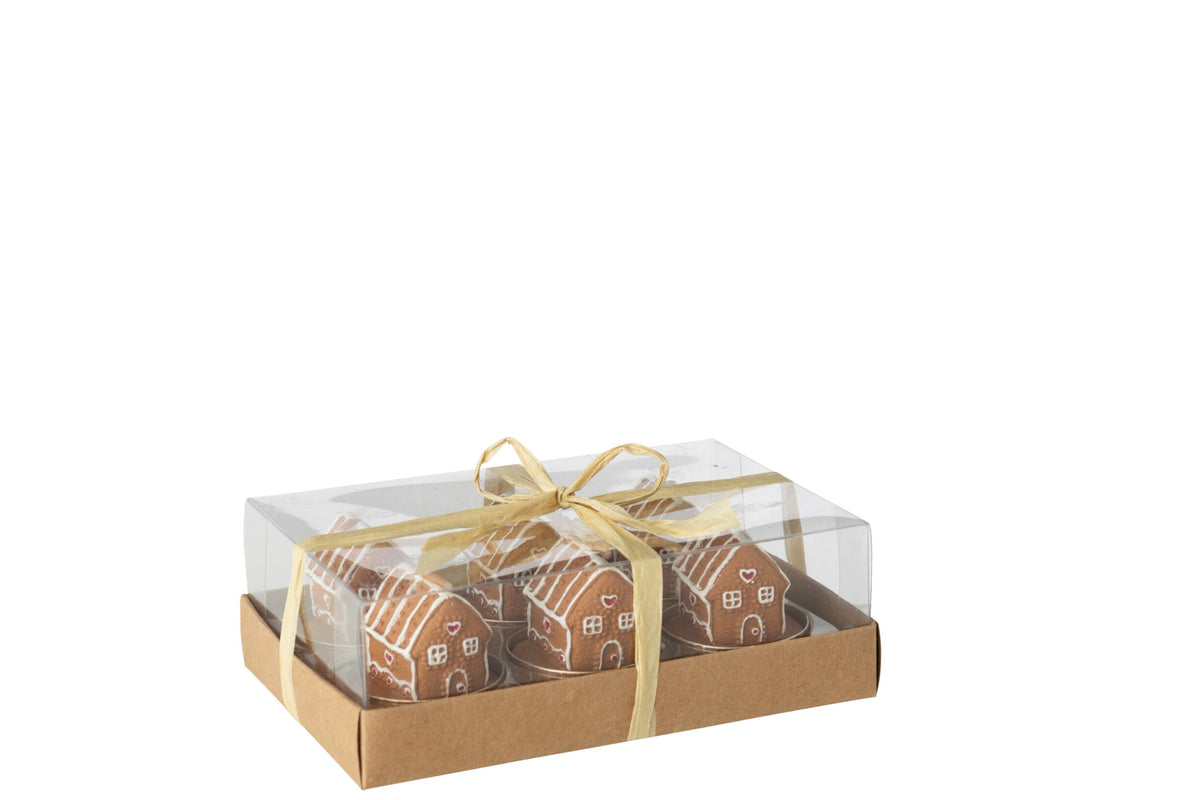 Doos Van 6 Kaars Huis Paraffine Camel