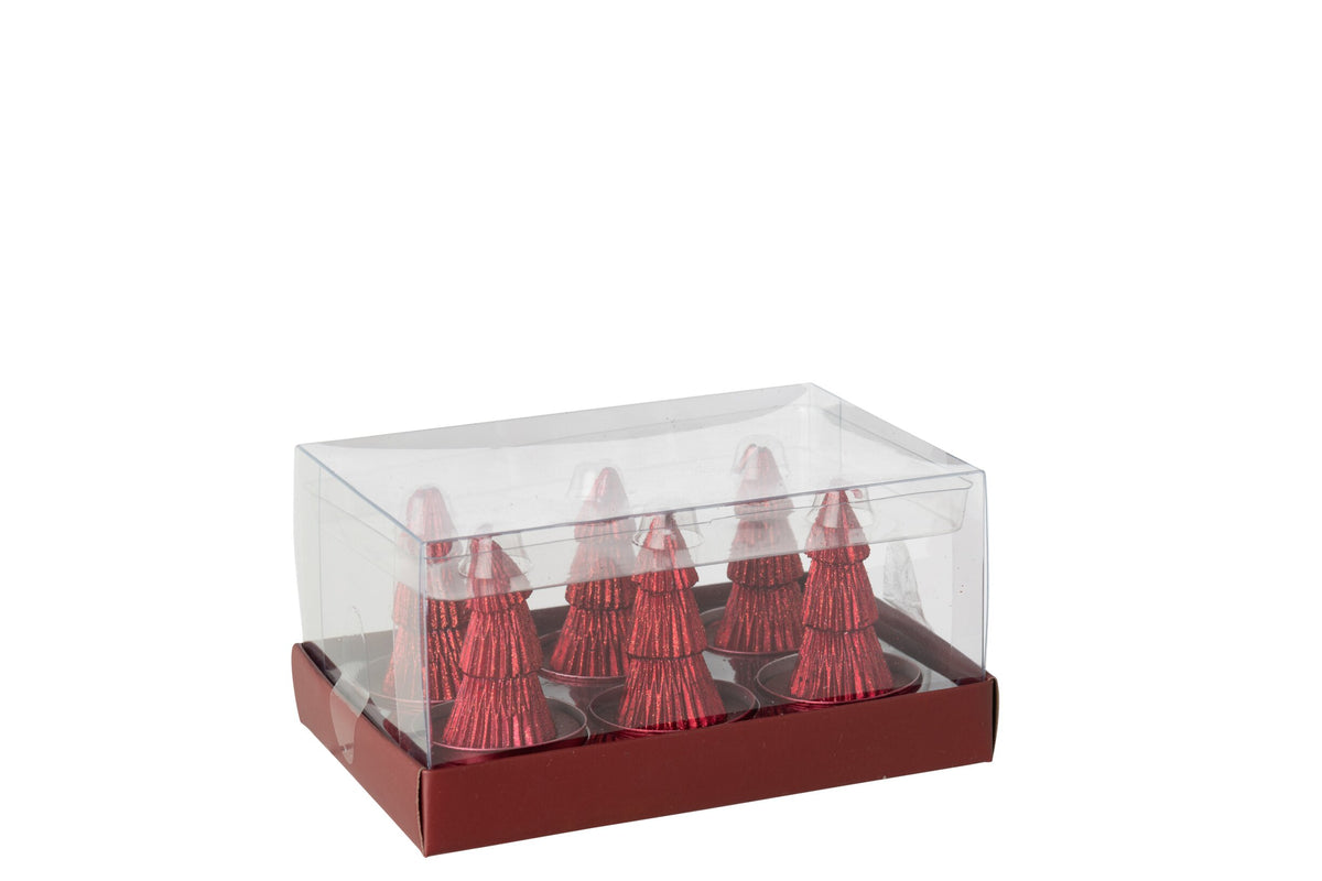 Doos Van 6 Kaars Dennenboom Paraffine Kerstrood