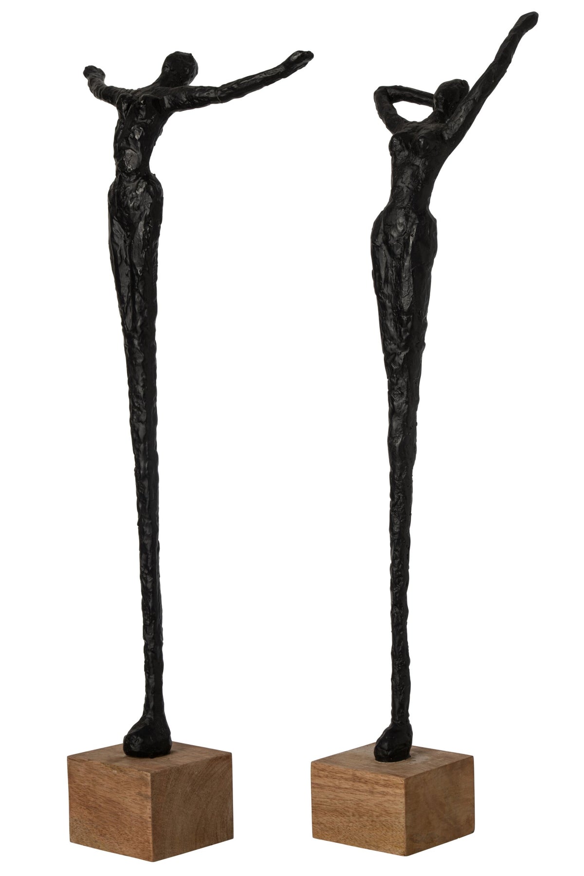 Lady On Base Pose Polyresin Natural/Black Assortment Of 2