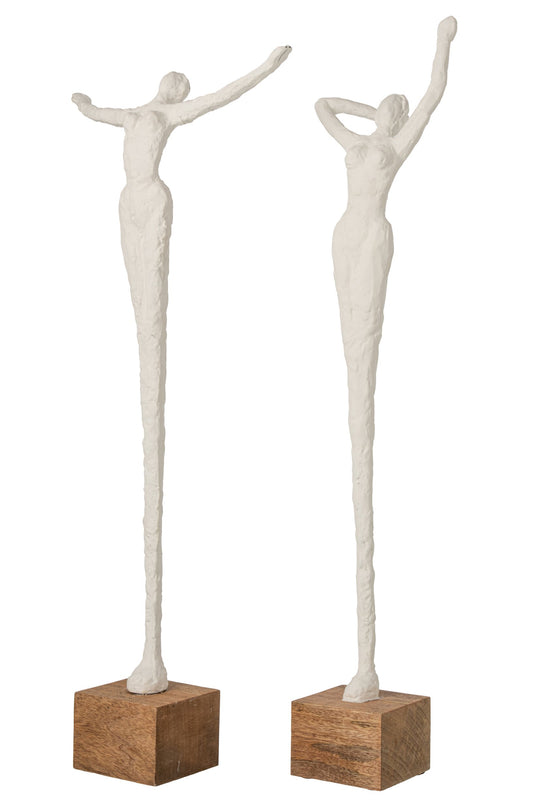 Lady On Base Pose Polyresin Natural/White Assortment Of 2