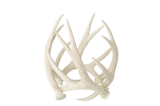 Kaarshouder Gewei Polyresin Beige