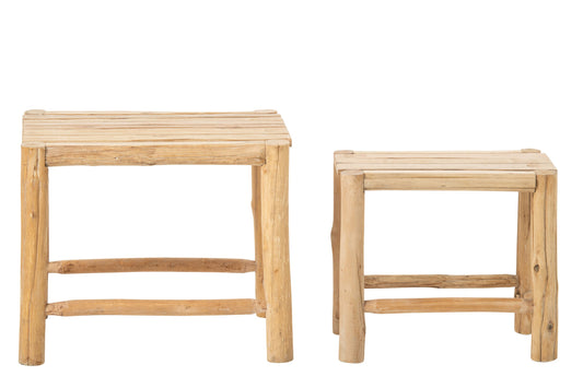 Set Of 2 Pedestal Chamonix Fir Wood Natural