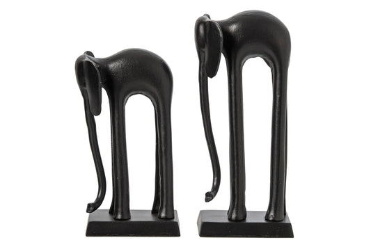 Set Of 2 Elephant Aluminium Black