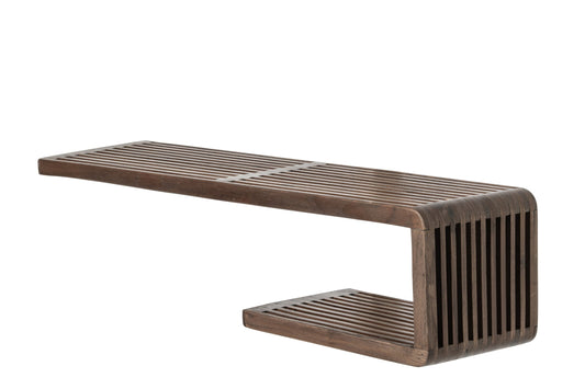 Wandplank gelat gerecycleerd hout donkerbruin groot