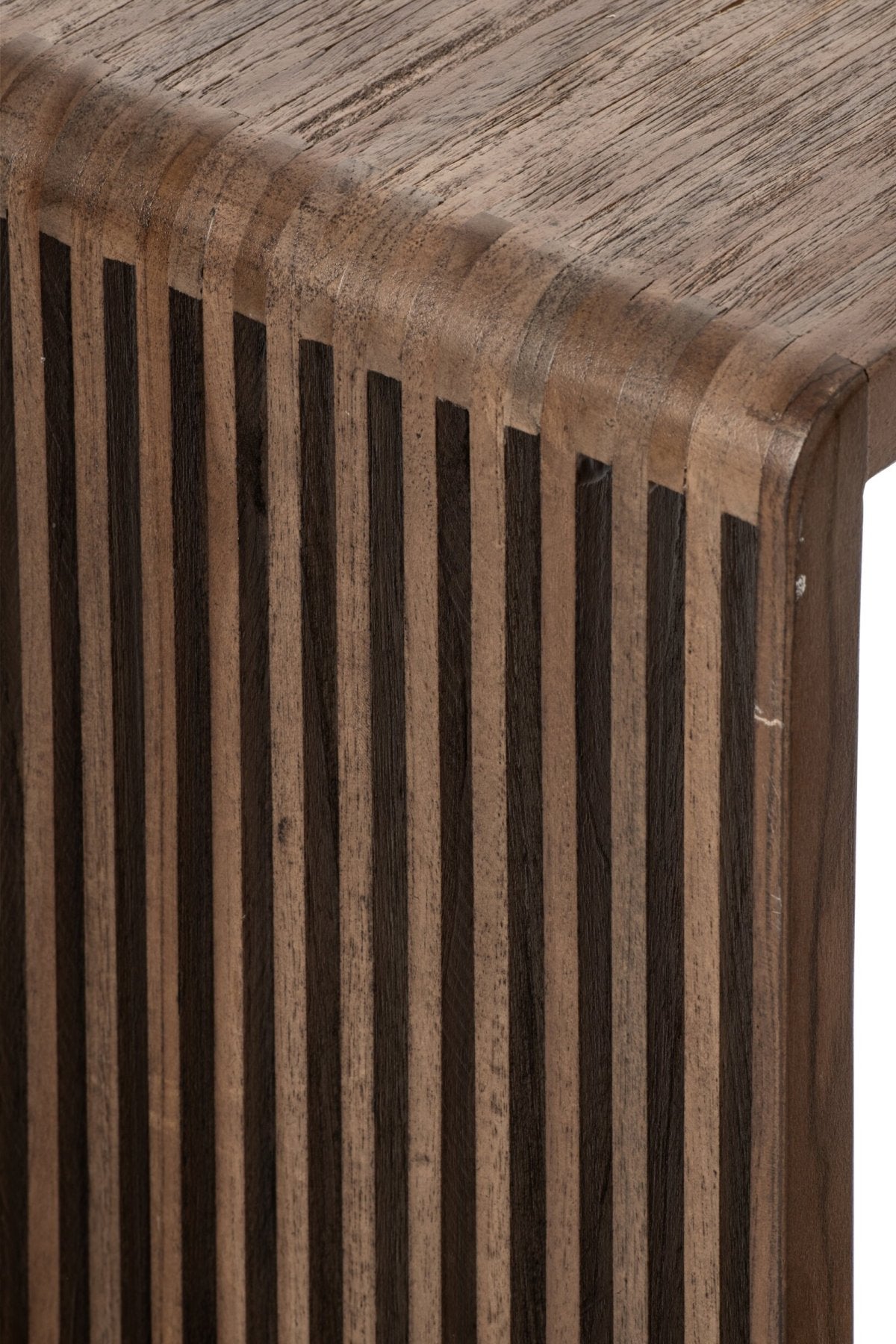 Side Table Slated Recycled Wood Dark Brown
