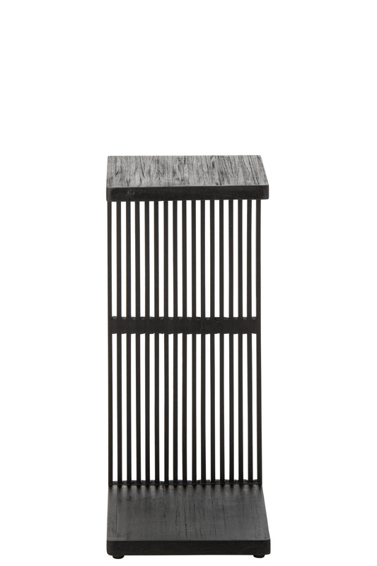 Side Table Slated Recycled Wood Black