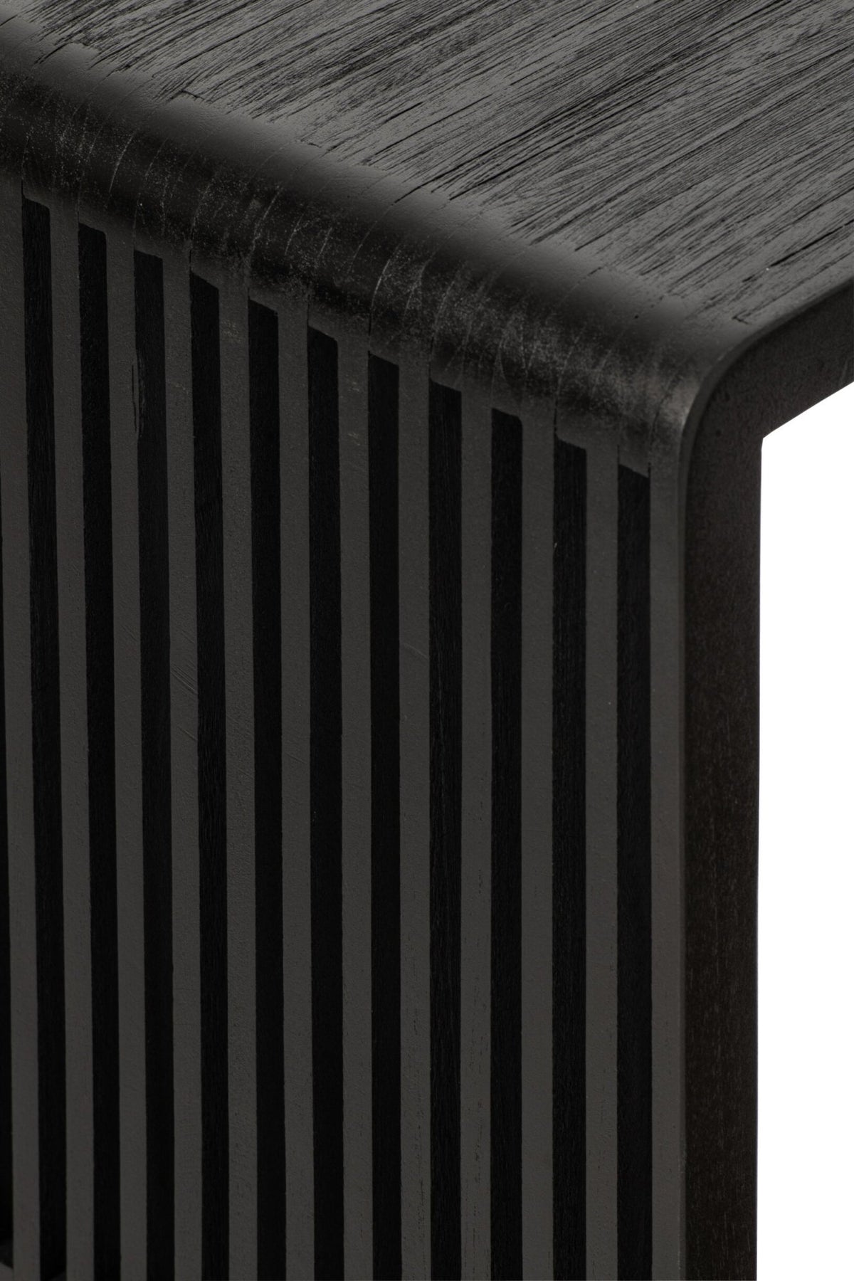 Side Table Slated Recycled Wood Black