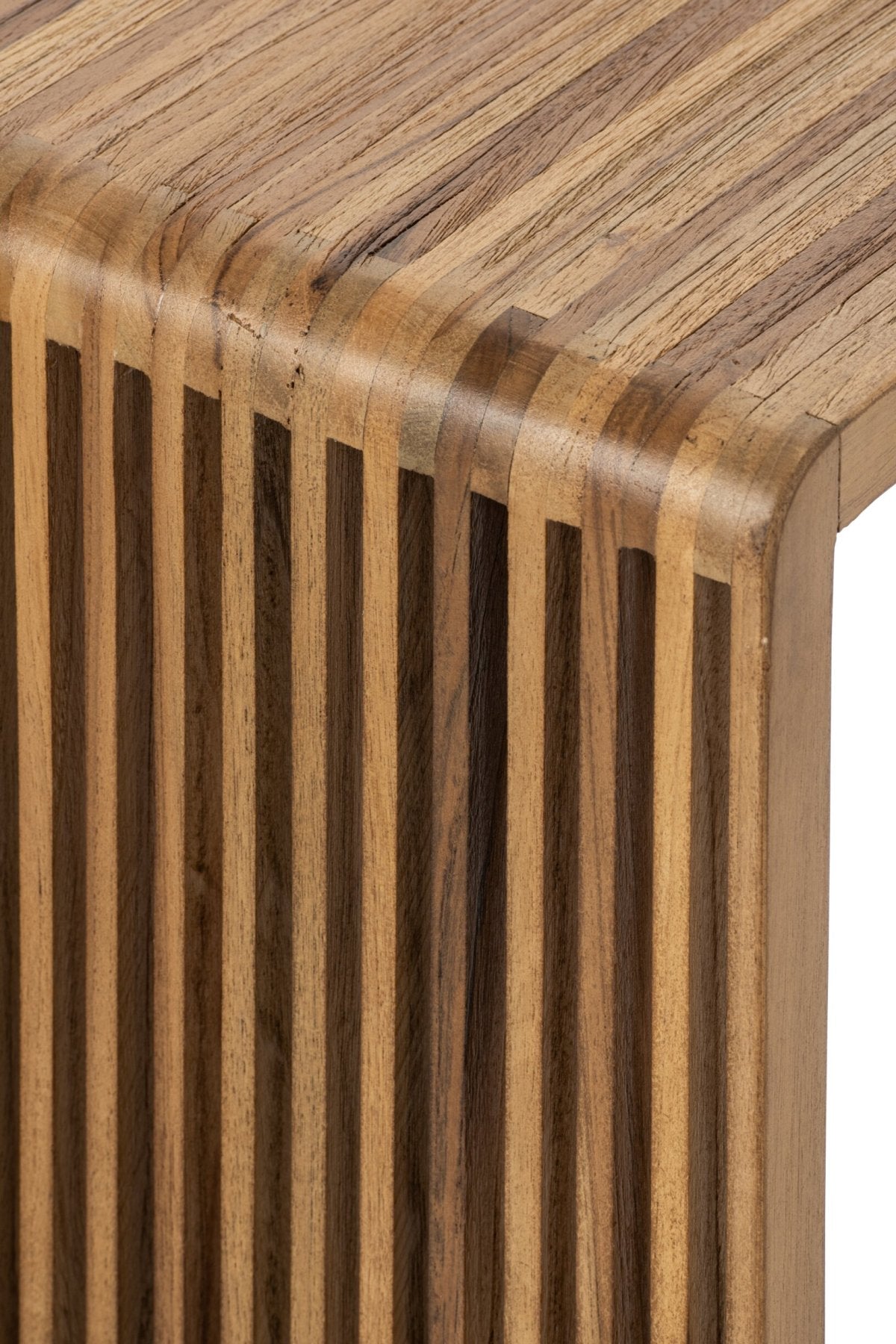 Side Table Slated Recycled Wood Natural