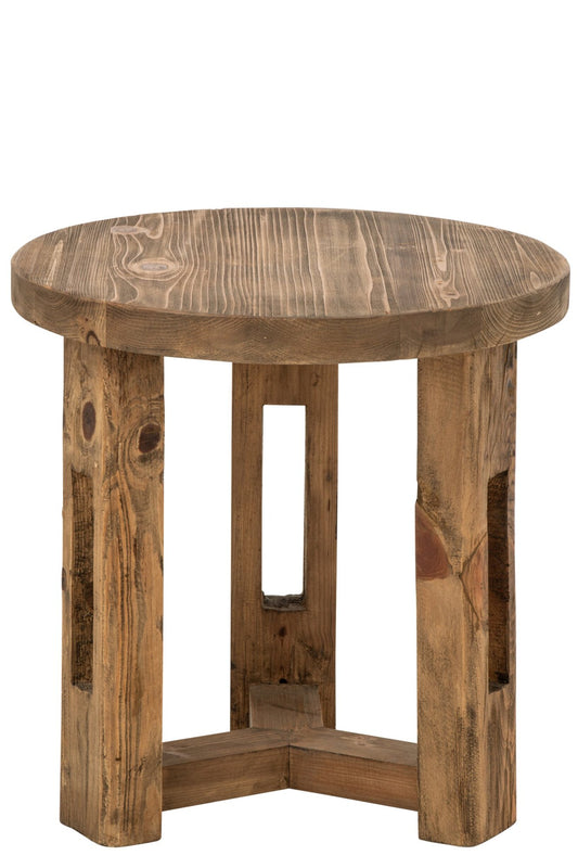 Side Table Round Recycled Wood Brown