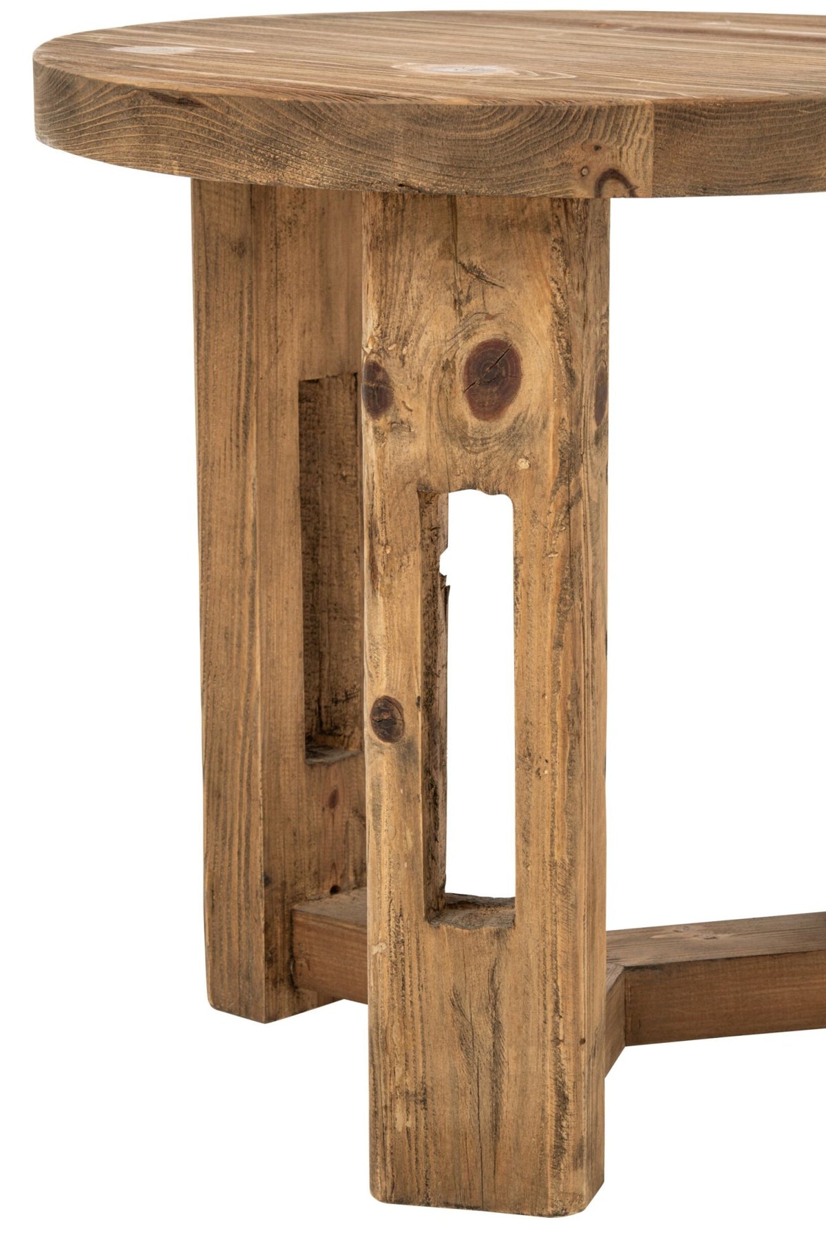 Side Table Round Recycled Wood Brown