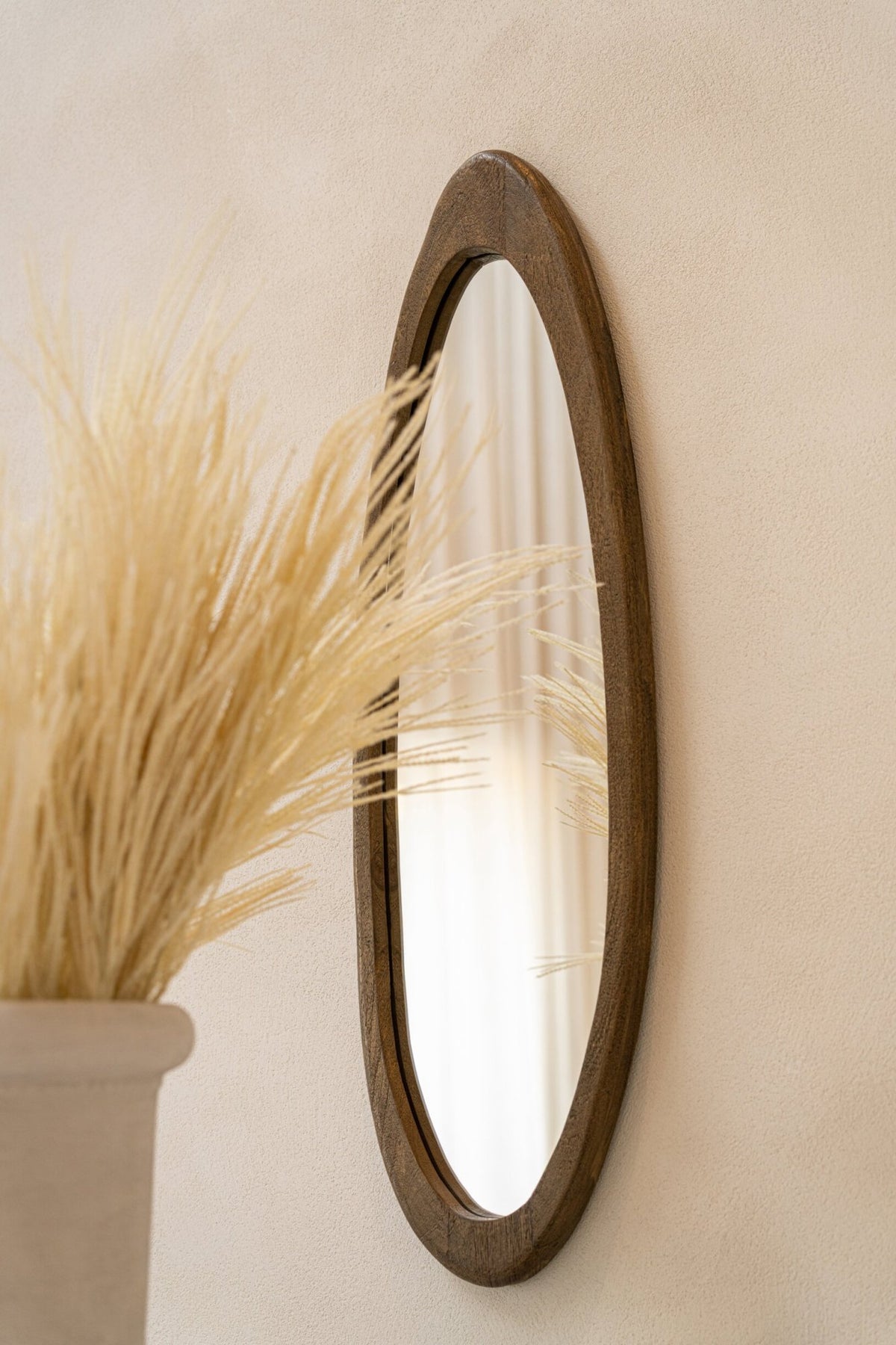 Wall Mirror Mango Wood Dark Brown
