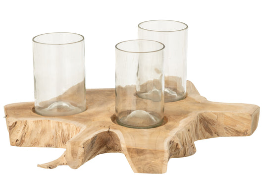 Vase / Tealightholder 3 Pots Glass Natural/Transparent