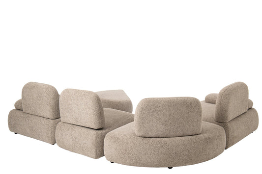 Set Of 5 Modular Sofa Olivia Plywood/Fabric Brown/Ecru