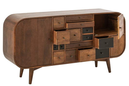 Sideboard Multi Drawers Mango Wood Natural/Black