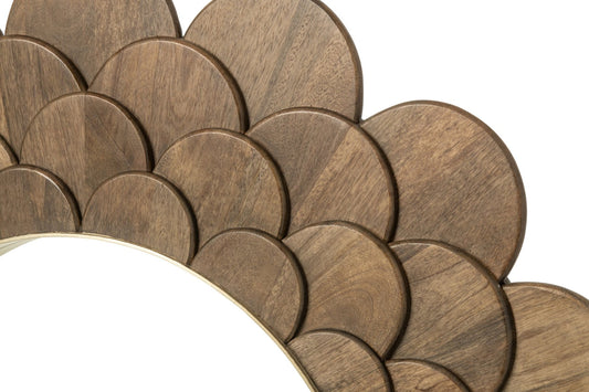 Wall Mirror Flowers Mango Wood Dark Brown