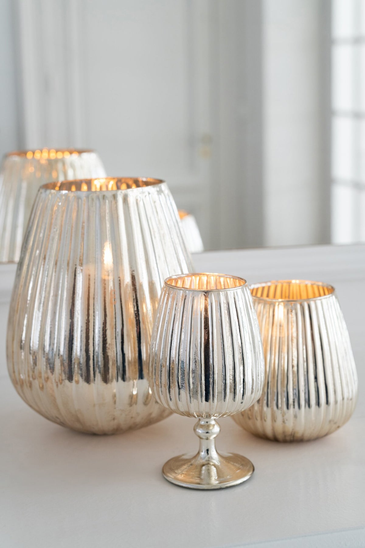 Kaarshouder Chroom Glas Goud