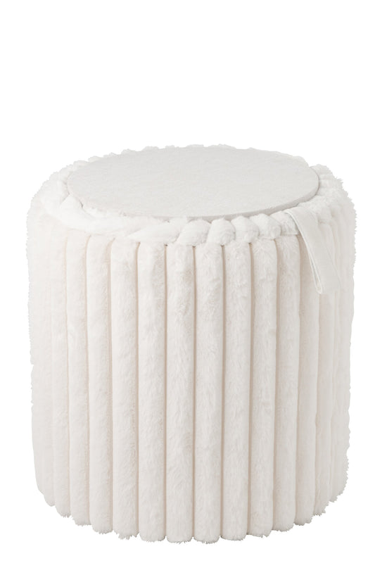 Pouffe + Lid Ribbed MDF White