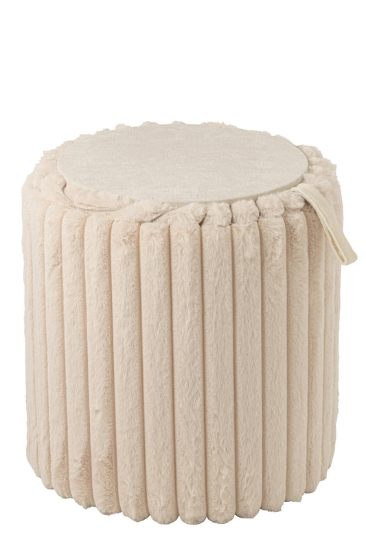 Pouffe + Lid Ribbed MDF Beige