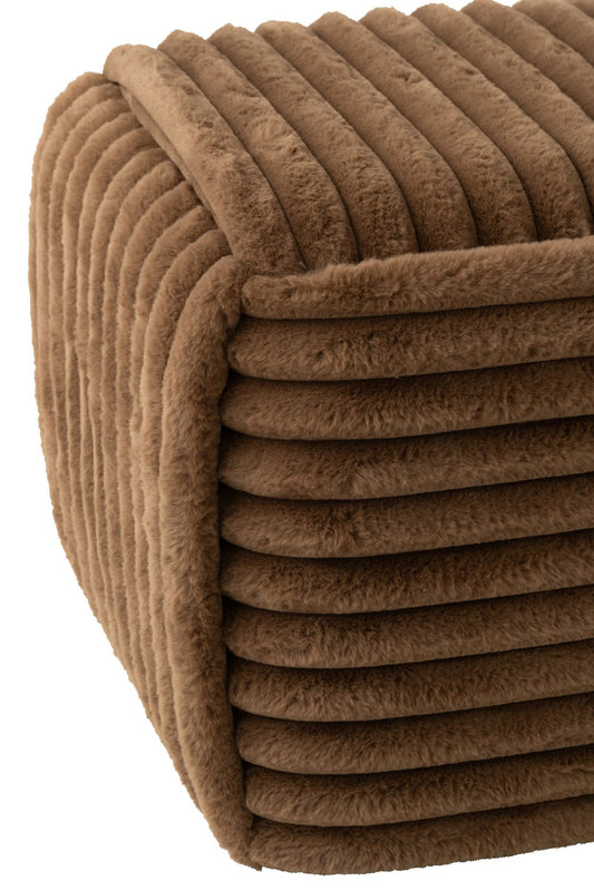 Pouffe Ribbed MDF Brown